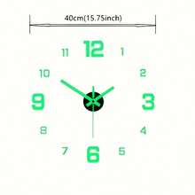 1个北欧风静音创意自粘式挂钟，DIY亚克力数字墙贴装饰，带夜光功能，完美的情人节礼物，电池供电（不含AA电池），适用于客厅和卧室 - 彩色 - 查看 6