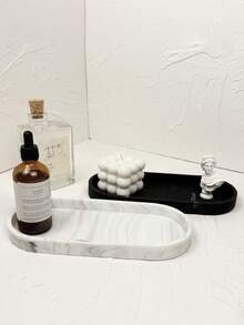 1个/2个装硅胶收纳托盘，椭圆形梳妆台托盘，水槽海绵皂液器收纳架，香水化妆品收纳盒，化妆戒指收纳托盘，家居用品，浴室配件，家居装饰，家居家具，浴室装饰，浴室收纳，秋季装饰，返校季 - 彩色 - 查看 5