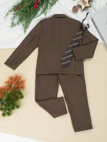 1 Bộ vest nam thời trang lịch lãm: 1 áo khoác, 1 quần, 1 cà vạt, thích hợp cho đám cưới, biểu diễn, tiệc tùng và các dịp trang trọng khác - màu nâu - Xem 11