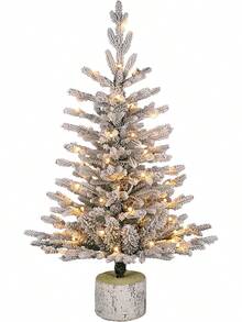Puleo International 4.5ft Pre-Lit Potted Flocked Arctic Fir Tree With 70 Lights, 419 Realistic Dense Branch Tips, Easy Setup Artificial Trees With Sturdy Metal Stand - 3英尺植絨北極冷杉,附40個白燈 - 查看 12