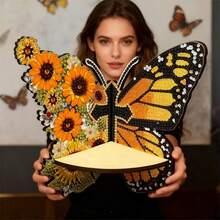 SNA 2026 New Style Butterfly Pattern Diamond Painting Wall Mounted Floating Shelf Diamond Painting Triangle Fan Shaped Rack For Kitchen Bedroom Diy Crafts Diamond Art Painting Diamond Painting Diamond Art Diamond Art Painting Christmas Decorations Halloween Decorations Diamond Art Accessories Craft Supplies - Semi-finished Product - Need to Stick Diamonds By Yourself - View 10