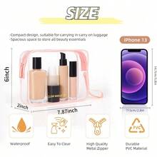 Clear Makeup Bag2 Pack TSA Approved Toiletry Bag Travel Toiletry Bag Hanging Makeup Cosmetic Bag For Women Men Pink - 粉色 - 查看 2
