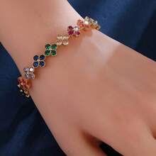 1 套简约时尚女士首饰套装，锆石镶嵌手链和戒指，节日礼物 - S61271 - 查看 11