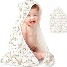 1PC Muslin Hooded Baby Towels Ultra-Soft Absorbent Baby Bath Towels With Hood For Newborn And Infant 30x30inch