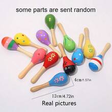 1pc Montessori Toy Small Wooden Color Random Sand Hammer Shake Bell Rattle Grip Practice Gift For Kids,Montessori Toys,Baby Toys,Wooden Toys