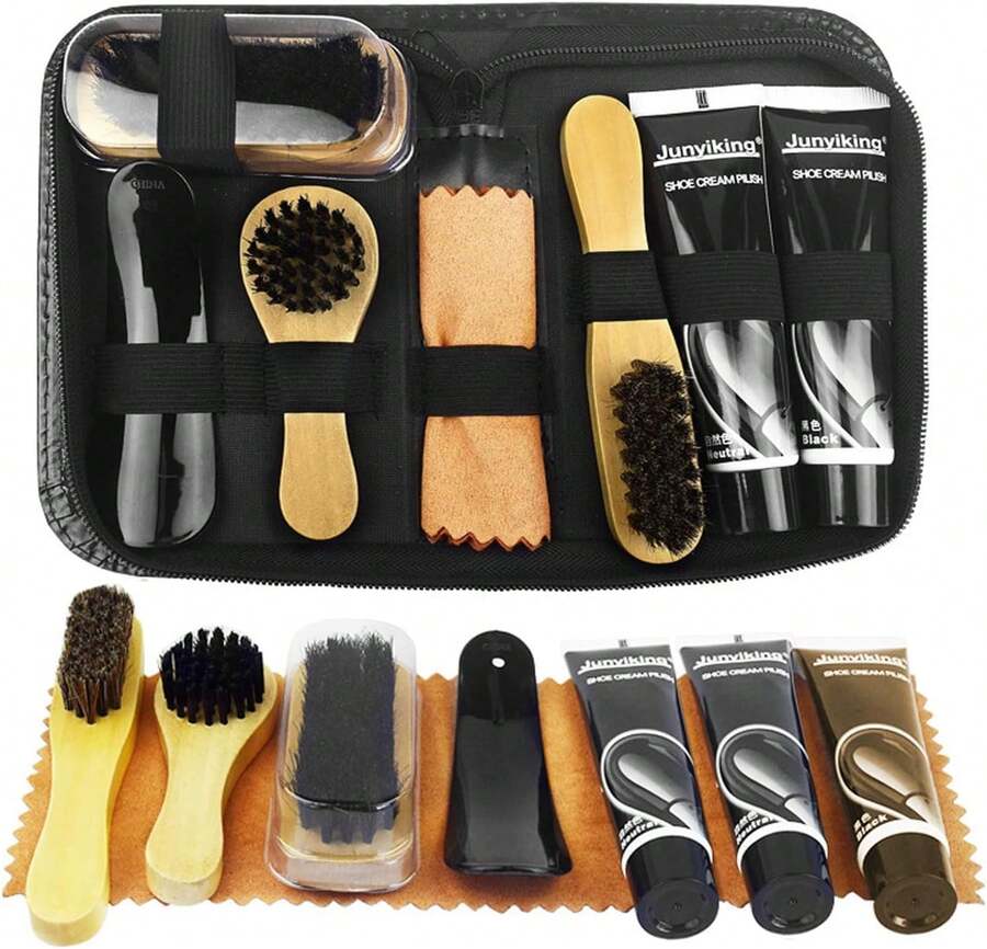 YEBGAHJ kit de 9 esmaltes de zapatos de viaje para hombres, kit de cuidado de zapatos de piel, Equipo para Lustrar Calzado, Ideal para cumplea?os, graduación, regalos de nuevo trabajo - albaricoque - Ver 1