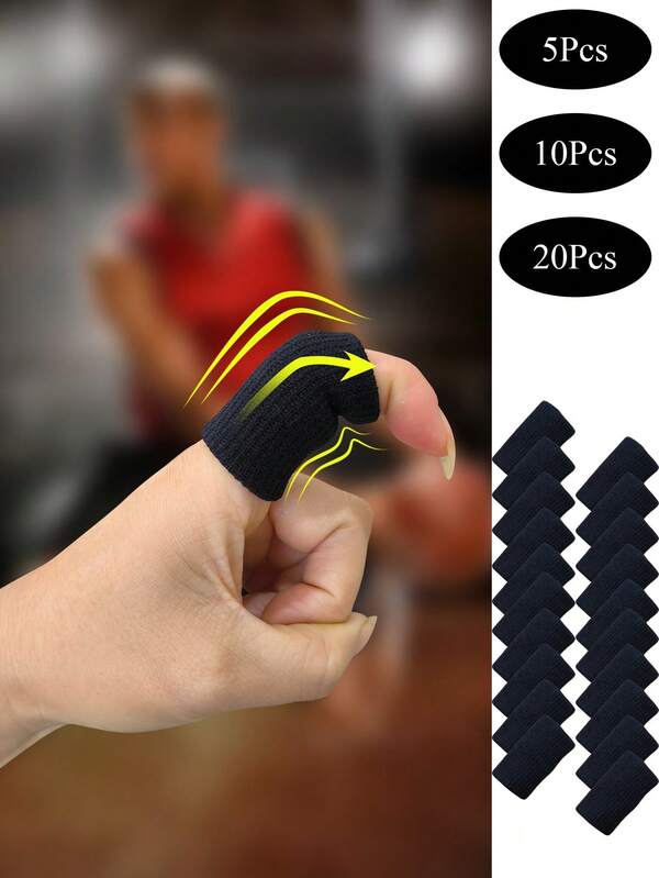 20pcs/10pcs/5pcs Basketball Finger Sleeves, Sports Knuckle Protector, Volleyball Tennis Anti-Callus Finger Sleeve, Elastic Knitted Finger Sleeve, Thick Wear-Resistant Breathable Sweat-Absorbent Finger Protector