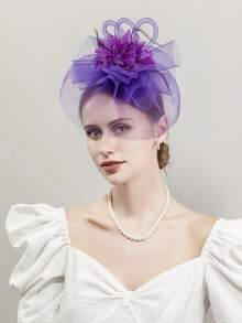 HITYfascinator 1 قطعة شريط رأس من ألياف البوليستر أحادي اللون، مناسب لجميع الفصول، شريط شعر للنساء، دياديما