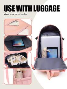 Myco Balo du lịch Wiz Air 40*30*20cm, Túi du lịch nhiều ngăn Unisex có ngăn chính 180° và ngăn đựng giày - Balo đi làm bền bỉ, dung tích lớn, thích hợp đi học, đi công tác, du lịch cuối tuần - Nhiều màu sắc, Balo du lịch, đi làm hàng ngày, Thiết kế tiện dụng, Bền bỉ, Người đam mê hoạt động ngoài trời, Chuyên gia kinh doanh - Phấn màu - Xem 6
