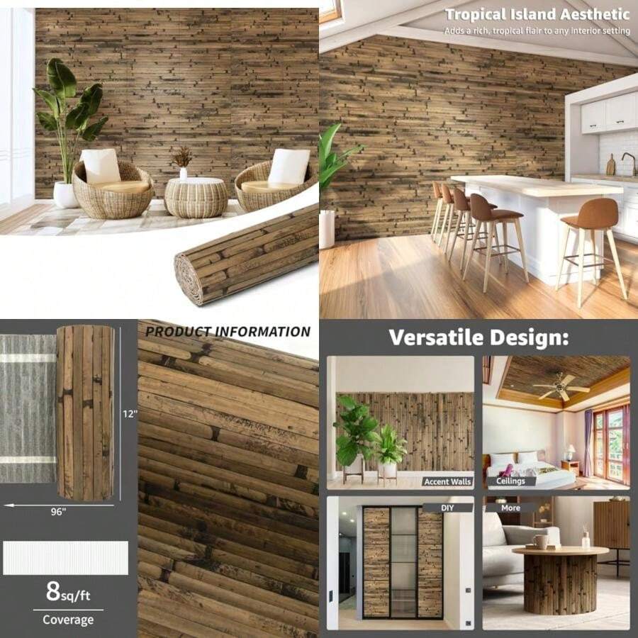 Art3d Natural Bamboo Wall Panel For Interior Wall Dr, Renewable Pole ...