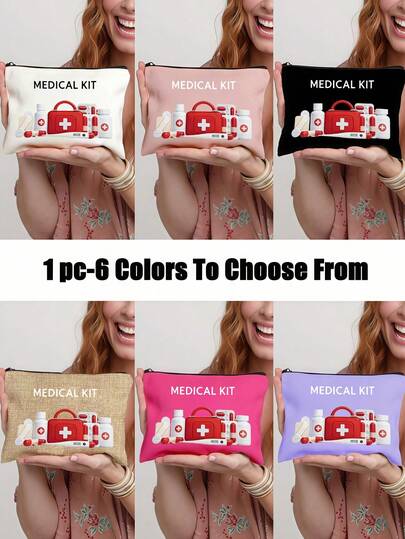 Portable Medicine Bag, Medicine Box Set "Medicial Kit" Letter Print, Compact Pill Storage Bag And First Kit, Travel-Friendly Medicine Storage For Daily/Outdoor/Travel, Essential Medical Accessories For Health-Conscious And On-The-Go Users, Multi-Functional Fabric Small Medicine Bag, Portable And Portable Medical Emergency Kit