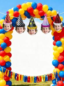 Personalized Birthday Flag-Raising, Exclusive Surprises! Customized Face Birthday Hats, Party Decorations, Photo Avatars, Banners, Banners, Make The Party More Creative And Cheerful - Multicolor - View 3