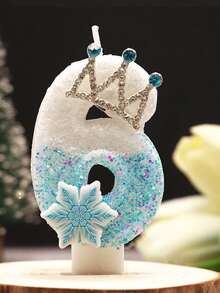 1 Stück 3D Schneeflocken Krone Geburtstagkerze - funkelndes Schneeflocken Design mit Kronen Akzenten, stabiler Kunststoffständer, perfekt für Feierlichkeiten & Tortendekoration, Geburtstagskerzendekoration, festliche Tischmitte, elegantes Kerzendesign, dekorativer Kerzenhalter