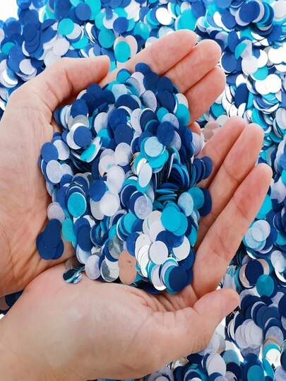 1000/2000pcs Blue Round Sequins - 1cm/0.39in, Large Multicolor Metallic Glitter Desktop Decor, Suitable For Wedding Decoration, Birthday Party Supplies, Bridal Shower, Valentine's Day Photo Backdrop And New Year Celebration (Shiny Holiday Party Decor), Also For Bubble Balloon Decoration, Gold Glitter, Red Glitter, Confetti Glitter, White Glitter, Wedding Decoration, Birthday Decoration And Anniversary.