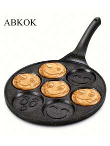 ABKOK 7-Hole Aluminum Fry Pan - Nonstick Healthy Cooking, Lightweight