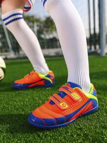 Children's Football Shoes, Small Size, Hook And Loop Adhesive Rubber Sole, Anti Slip Nail Training Shoes, Artificial Grass Special, Children's Football Shoes For Children Under 12 Years Old, No Straps, Sizes 25-38 - Blue - View 3