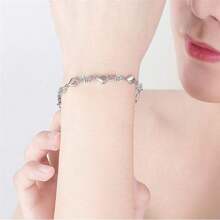 925 Sterling Silver Bracelets For Women Teens, Love Heart Charm Chain Bracelet Bangle Fashion Jewelry Gifts{Inchcolor_nameinch:Inchheartchain-Whiteinch} - 心鏈-白色 - 查看 4