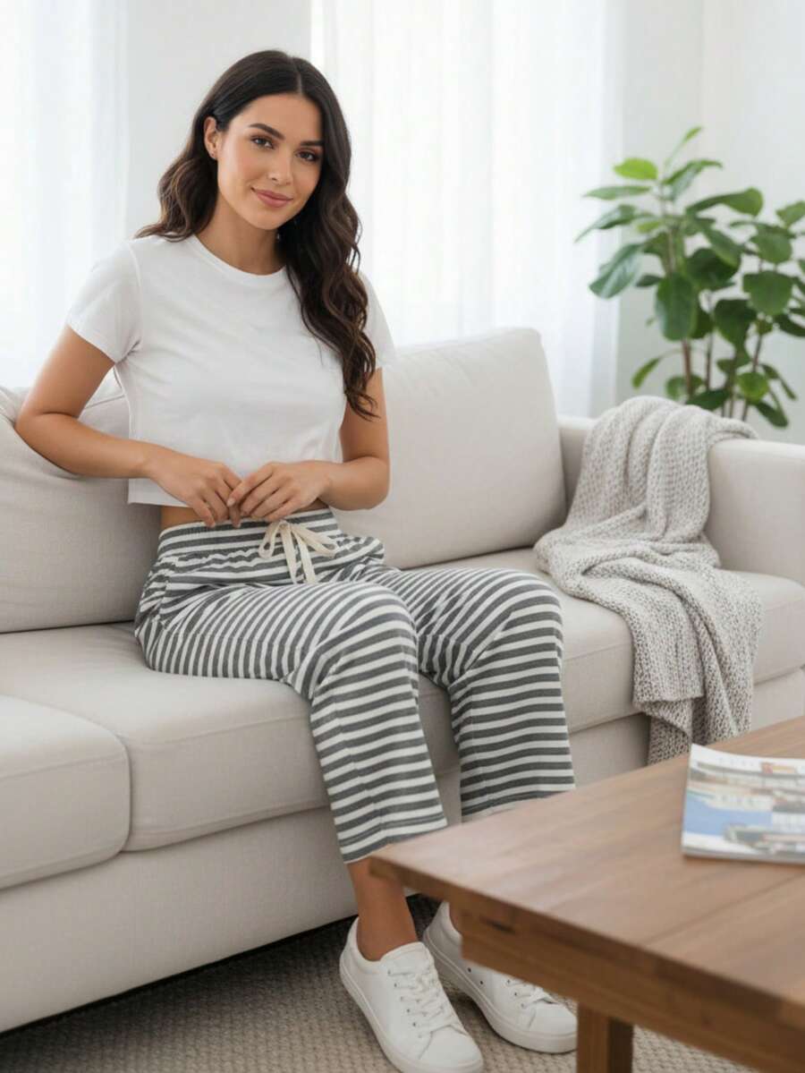 Women Sleep Bottoms - Light Grey - View 1