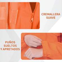 Overol para Hombre Manga Larga Clásico Transpirable y Duradero Diseño Holgado con Cremallera Delantera y Múltiples Bolsillos Ideal para Trabajo y Uso Diario - Naranja - Ver 5