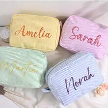 1 szt. Spersonalizowana torba z haftem, kosmetyczka/do przechowywania/kosmetyczka, lekka, wygodna, duża pojemność, uniwersalna, haftowana, personalizowana, idealny prezent dla dziewczyny, rodziny, koleżanek z klasy, sióstr, nadaje się na podróże służbowe, wakacje, prezenty dla druhen, kosmetyczka, spersonalizowany prezent dla niej, prezent na zaręczyny, kosmetyczka, prezent na wieczór panieński, upominki dla druhen, kalendarz świąteczny