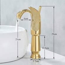 Brass Bathroom Faucet Gold Mixer Tap For Basin, Elegant Design Sink Faucet High Basin Faucet, Hot And Cold Water Optional - Gold - View 4