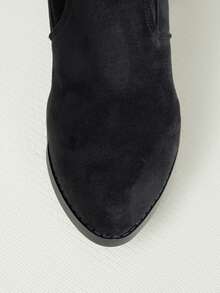 Clariva 女士加大码过膝长靴，绒面革材质，粗跟低跟，弹力修身设计，棕色，适合作为秋冬季圣诞礼物