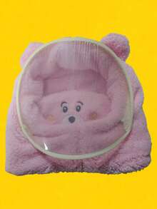 1件防风防寒毛绒保暖帽，学生骑行保暖防风口罩帽熊防风围巾套头帽，秋冬户外保暖神器