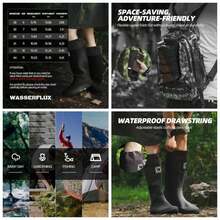 - Botas de lluvia a media pantorrilla para mujer, impermeables, plegables de goma con puo ajustable y suela antideslizante, ligeras para jardinera y trabajo al aire ltima intervensin - 23,0 cm + Negro - Ver 1