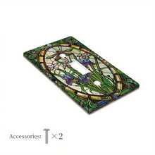 1 Art Nouveau Colored Glass Butterfly And Flower Cover - Elegant Decorative Wall Panel, With Easy Screw Installation, No Wires/No Batteries, Suitable For Indoor/Outdoor Use In Bedrooms, Kitchens, Living Rooms - Durable Colored Glass Design, A Highlight For Home Decoration, Interior Design, Retro Aesthetics, Handcrafted Details, High-Quality Glass Craftsmanship, Socket Cover Decoration, Retro Socket Cover, Wall - Single Toggle - View 1