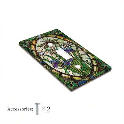 1 Art Nouveau Colored Glass Butterfly And Flower Cover - Elegant Decorative Wall Panel, With Easy Screw Installation, No Wires/No Batteries, Suitable For Indoor/Outdoor Use In Bedrooms, Kitchens, Living Rooms - Durable Colored Glass Design, A Highlight For Home Decoration, Interior Design, Retro Aesthetics, Handcrafted Details, High-Quality Glass Craftsmanship, Socket Cover Decoration, Retro Socket Cover, Wall