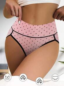 QUASTI 4pcs Women's Mid-Waist Seamless Panties, Mesh Dot Design, Comfortable Fit, Breathable, Great Gift Choice - Multicolor - View 3