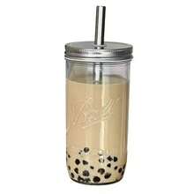 2/1 pieza Vaso de té de burbujas de vidrio de gran capacidad de 650ml con tapa y pajita ancha de acero inoxidable, diseño de caja pequeña, adecuado para que los estudiantes beban bebidas frías, jugos, refrescantes y portátiles, ¡perfecto para bebidas de verano! - Multicolor - Ver 4