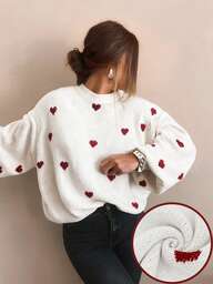 Herbst- und Winterpullover für Frauen, Valentinstag, süß, lässig, mit Herzmuster, locker geschnitten, modisch, mit Rundhalsausschnitt und Langarm, Basic-Pullover, Business-Lässig-Kleidung für Frauen, Herbst-Oberteil, Herbst-Pullover, Winterbekleidung für Frauen, Herbst- und Winterbekleidung für Frauen, Herbstbekleidung