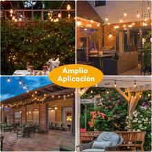 24PCS Focos Led Luz Calida, Bombillas de Repuesto LED S14, Focos Vintage Luz calida, Inastillable e Impermeable, 2200K, E26, 110V, para Luces de Cadena para Exteriores - 6PCS Focos Recargables para Casa - Ver 11