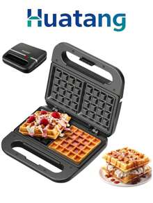 HuaTang Double Electric Waffle Maker, Easy To Clean, Non-Stick, 2 Squares - US A Type Plug(110-127V) - View 6