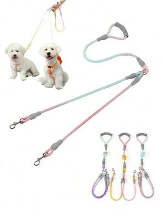 1 pieza Correa para perro de doble extremo con degradado de color, mango cómodo, sin enredos y con rotación de 360°, adecuada para perros pequeños y medianos para paseos y viajes al aire libre