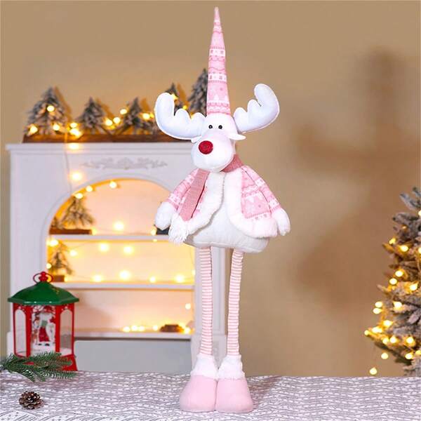 Christmas Stuffed Animals Scalable Santa Claus/Snowman/Reindeer Plush For Desktop Home Holiday Decor