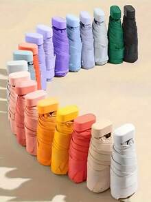 1pc Mini Pocket Umbrella, Compact Umbrella, 5-Fold Umbrella, Dual Use Rainproof & Sunproof, Mini Pocket Waterproof Portable Travel Umbrella, Sunshade Umbrella Women Sunscreen UV Sunscreen Umbrella 2 In 1 Mini Six Fold Ultra Light Compact Portable, Mini Travel Umbrella - Multicolor - View 8