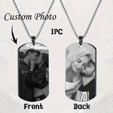 Custom Photo Necklace - Personalized Laser Engraved Photo & Text, Waterproof Photo Pendant With Delicate Chain, Custom Picture Jewelry Gift For Couples, Parents, Friends, Men & Women - Durable Casual Attire Keepsake, Cute Necklace - Multicolor - View 1