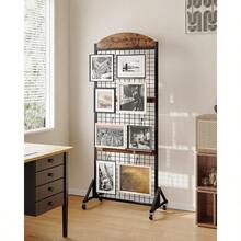 Grid Wall Panel 5.7' X 2' FT Grid Display Rack, Movable Gridwall Display Stand, Sturdy Floorstanding Wire Grid Rack, Rustic Brown And Black TCJ17BF - Nâu và đen mộc mạc - Xem 8