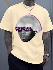 Abstract Silver Hair Portrait Symbolizing Artistic Mystery And Individual Expression Highlighted By Purple Aura Men 100% Cotton Tshirt - Màu be - Xem 8