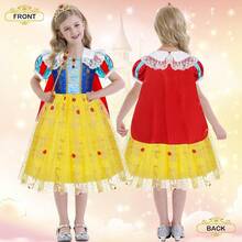 COTRIO Halloween Costumes Princess Dress Up For Girls Kids Dress Up Clothes Toddler Birthday Outfit With AccessoriesHalloween Christmas New Year - Vàng Xanh - Xem 10