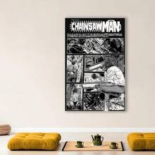 Framed Chainsaw Manga Canvas Poster: Anime Manga Art. New Year, Halloween, Christmas, For Room Decor, Room Painting, Living Room Painting, Halloween Decor, Bathroom Decor, Home Decor, Wall Decor, Bedroom Decor. - In ngẫu nhiên - Xem 2