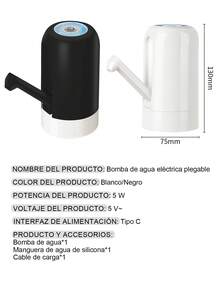 6 piezas Dispensador de Botella de Agua Universal,Bomba Automática Plegable,Mini bomba de agua eléctrica plegable automática y de varios engranajes, dispensador de agua portátil recargable por USB-C. - 6 piezas - Ver 11