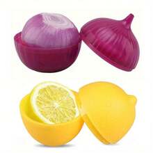 1pc Set Onion Food Savers - Multipurpose Plastic Storage Containers, Freezer Friendly, Flip Top, Hand Wash, No Electricity Needed - Fruit & Vegetable Shaped Kitchen Preservation Boxes - Multicolor - View 5