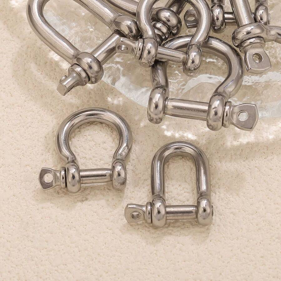 1pc Stainless Steel 18K Gold-Plated Buckle Rope Knot Clasp Rope Hook Mountaineering Buckle Horseshoe Buckle D-Shaped Shackle Money Clasp Luggage Buckle Jewellery Accessories DlY Charm Jewellery Making Components - Hang Buckle - View 1