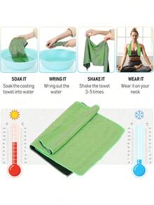 清凉运动毛巾 户外健身跑步毛巾 透气速干吸汗冷毛巾 颈部和面部冷毛巾 柔软透气 男女通用 适用于高尔夫、瑜伽、运动、健身房锻炼、露营等多种活动 健身必备清凉工具