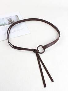 1 Pieza Vestido rojo vintage con un cinturón delgado de color café, vestido de estilo bufanda Y2K, abrigo y cinturón decorativo de abrigo impermeable, cordón de cintura adecuado para uso diario de mujeres, fiestas y reuniones. Cinturón de estilo de piel de PU, adecuado para fiestas, reuniones, salidas nocturnas, Halloween, Navidad y diversas ocasiones, también adecuado como regalo. - Multicolor - Ver 6