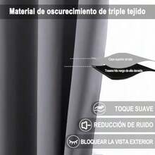 NANWEI 100% Cortinas Blackout, Cortinas Largas con Forro Negro para Estar/Recámara Ventana, Ojales en la Parte Superior, Aislamiento Térmic, Reducción Ruido, 2 Paneles (, 132 x 213.3 cm)(Gris 132An x 241Al cm (2 Paneles)) - Tipo 5 - Ver 5