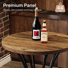 Tribesigns Tavolo da bar rotondo, alto 95 cm, tavolo da bistrot in legno, tavolo da bistrot, tavolo da pranzo per 2 con base in metallo, piano del tavolo 60 x 60 cm, per cucina, bar di casa, caffè, cocktail, marrone (solo tavolo) - Castano - Visualizzare 6